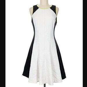 Nicole Miller Dress Womens 8 Sheath Black White Colorblock